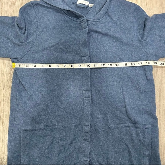 Pure J Jill Hooded Cardigan Sweater Tunic Blue Long Sleeve Pockets Snap Size S - Picture 3 of 8